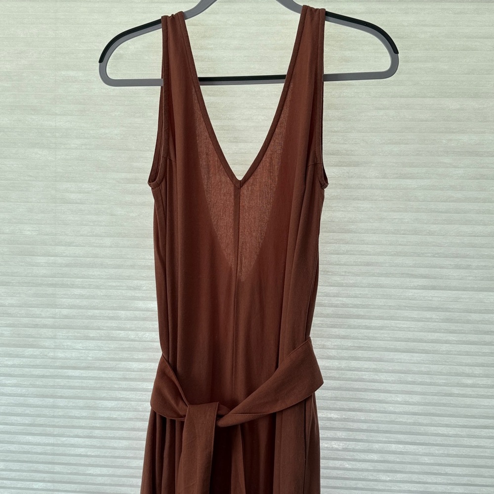 Kopper and Zink Elegant Muted Coral Sleeveless Linen Jumpsuit